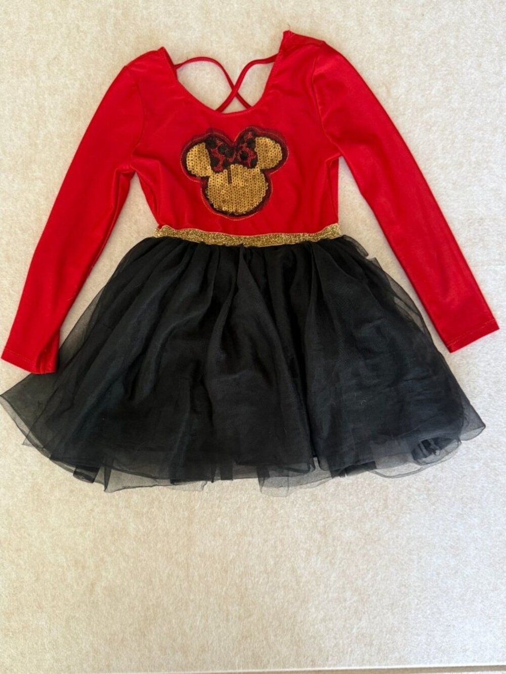 Disney Minnie Mouse Costume Dress Toddler 4T Red Black Tulle Halloween - Picture 3 of 6